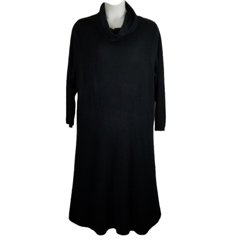 R&K Originals Woman Sz 3X Long Sleeve Cowl Neck Midi Dress Mobwife Black Stretch